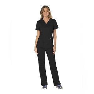 Cherokee Workwear Revolution Black Scrub Mock Wrap Top and Pants XXS Set
